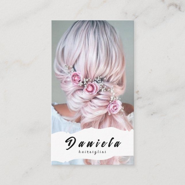 Hair Stylist Cute Scissor Minimalist Blush Pink Business Card (Front)