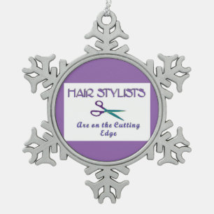Hair Stylist Cutting Edge Snowflake Pewter Christmas Ornament