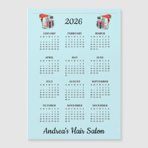 Hair Stylist Design 2026 Calendar Magnetic Card