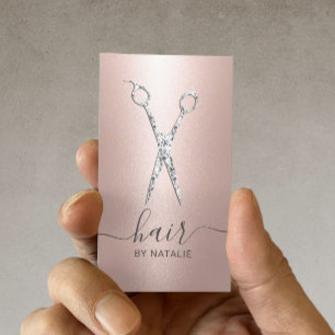 Hair Stylist Diamond Scissor Rose Gold Salon Business Card