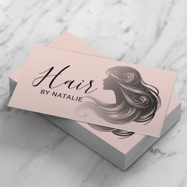 Hair Stylist Elegant Blush Pink Beauty Salon Business Card (Creator Uploaded)