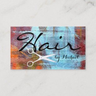 Hair Stylist Elegant Colourful Modern Wood Look Business Card