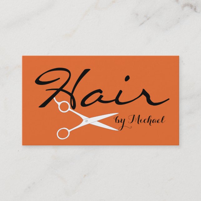 Hair Stylist Elegant Deep Carrot Orange Background Business Card (Front)