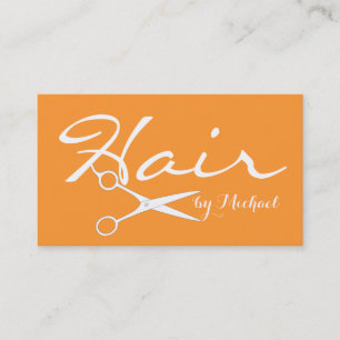 Hair Stylist Elegant Deep Saffron Background Business Card