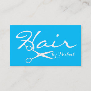 Hair Stylist Elegant Deep Sky Blue Background Business Card
