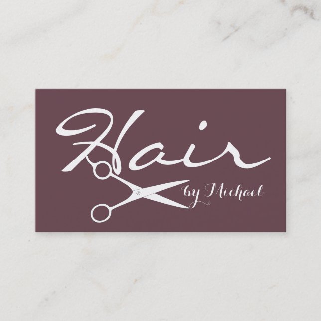 Hair Stylist Elegant Deep Tuscan Red Background Business Card (Front)
