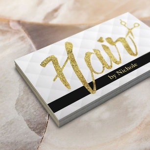 Hair Stylist Elegant Gold Script Modern Business Card