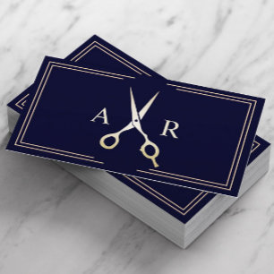 Hair Stylist Elegant Navy & Gold Beauty Salon Business Card