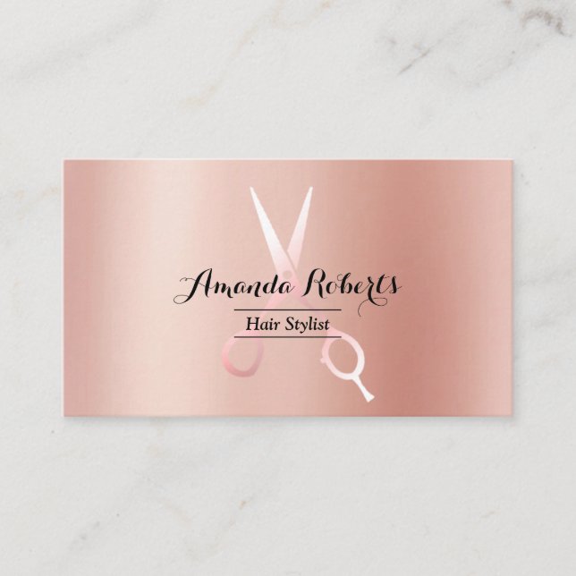 Hair Stylist Elegant Rose Gold Foil Beauty Salon Business Card (Front)