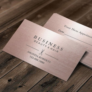 Hair Stylist Elegant Rose Gold Salon Appointment Card