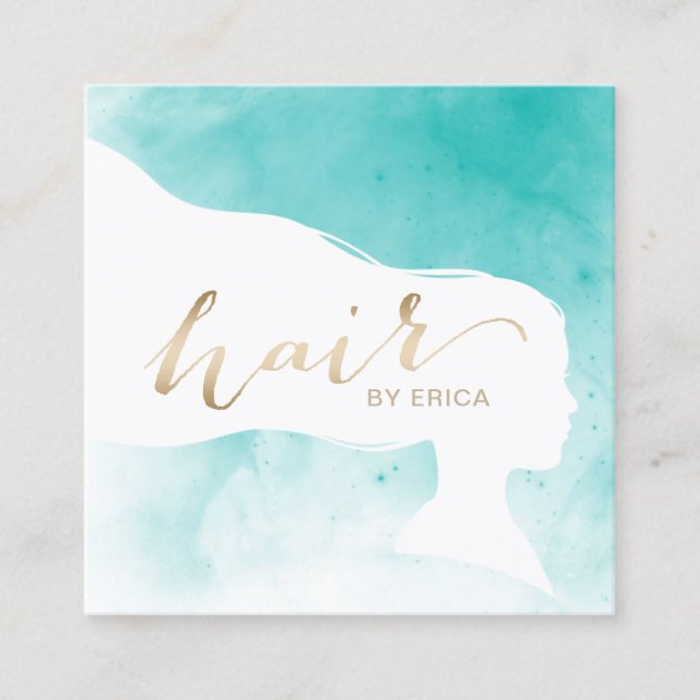Hair Stylist Elegant Watercolor Salon Appointment Card (Front)