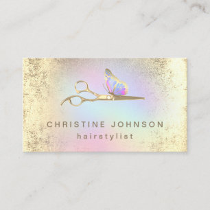 hair stylist FAUX gold foil scissors Business Card
