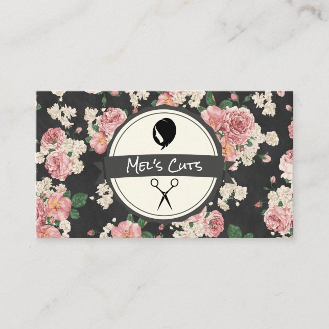 Hair Stylist | Flower Pattern Business Card (Front)