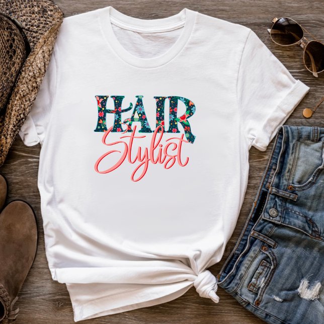 Hair Stylist Fun Flower Print Inspirivity T-Shirt (Creator Uploaded)
