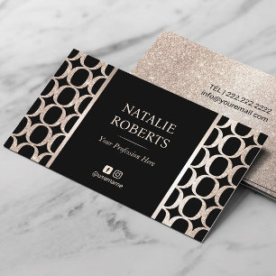 Hair Stylist Geometric Black & Gold Beauty Salon Business Card
