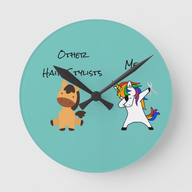 Hair Stylist Gift Clock Unicorn (Front)