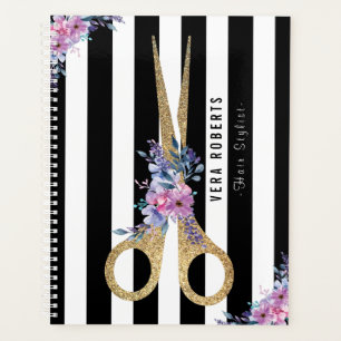 Hair Stylist Glitter Scissor Beauty Salon floral Planner
