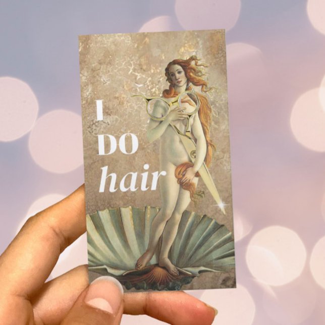 Hair Stylist Goddess & Gold Scissor Beauty Salon Business Card (Creator Uploaded)