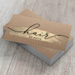 Hair Stylist Gold Brush Stroke Salon Rustic Kraft Business Card<br><div class="desc">Hair Stylist Minimalist Script Gold Brush Stroke Salon Business Cards.</div>