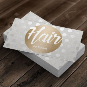 Hair Stylist Gold Circle Silver Dots Modern Business Card