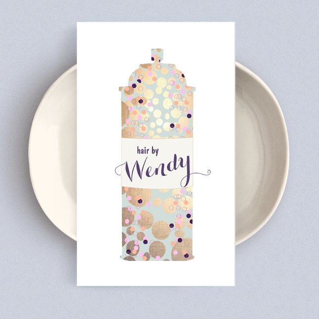  Hair Stylist,  Gold Confetti Hair Spray  Business Card (Creator Uploaded)