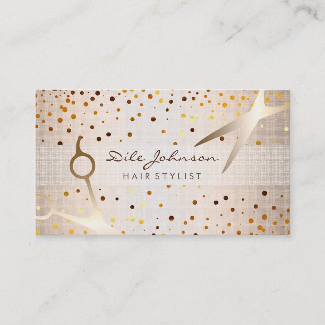 Hair Stylist Gold Glitter Confetti Saloon Business Card (Front)