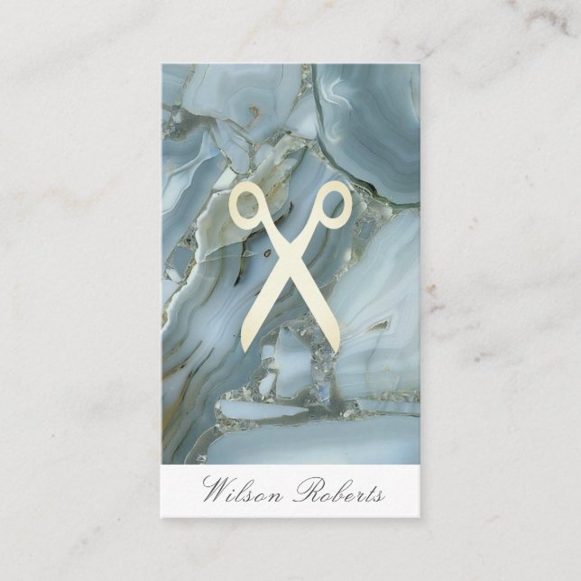 Hair stylist gold glitter marble business card (Front)