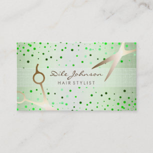 Hair Stylist Gold Glitter Saloon Linen Confetti Business Card