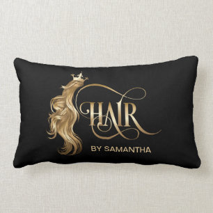 Hair stylist gold modern typography hair extension lumbar cushion