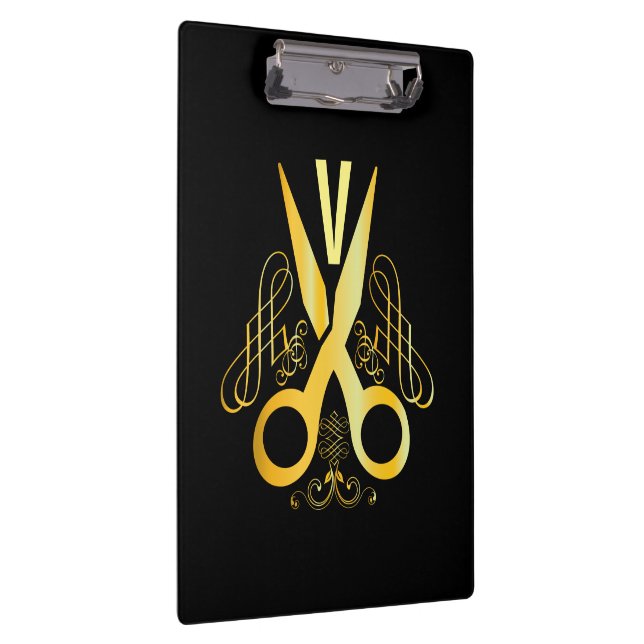Hair Stylist Gold Scissor & Beauty Salon Clipboard (Right)