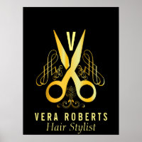 Hair Stylist Gold Scissor & Beauty Salon elegant