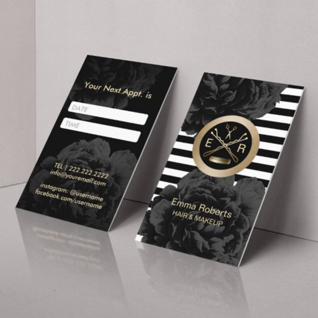 Hair Stylist Gold Scissor & Comb Appointment Card (Creator Uploaded)