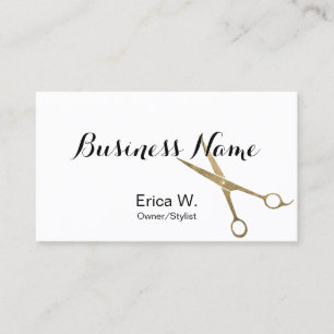 Hair Stylist Gold Scissor Elegant Custom Photo Business Card