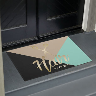 Hair Stylist   Gold Scissor Modern Hair Salon Doormat
