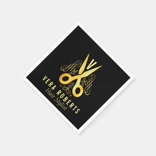 Hair Stylist Gold Scissor Professional Salon Napkin (Corner)