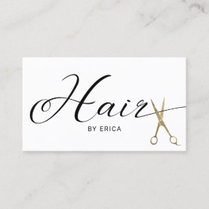 Hair Stylist Gold Scissor Salon Elegant Typography Business Card