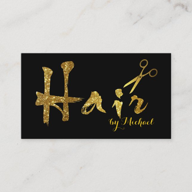 Hair Stylist Gold Scissors Script Appointment #5 Card (Front)