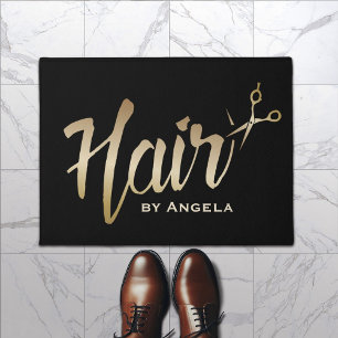 Hair Stylist Gold Script Modern Beauty Salon Doormat