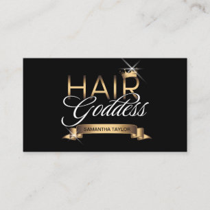 Hair stylist gold typography crown hairdresser business card