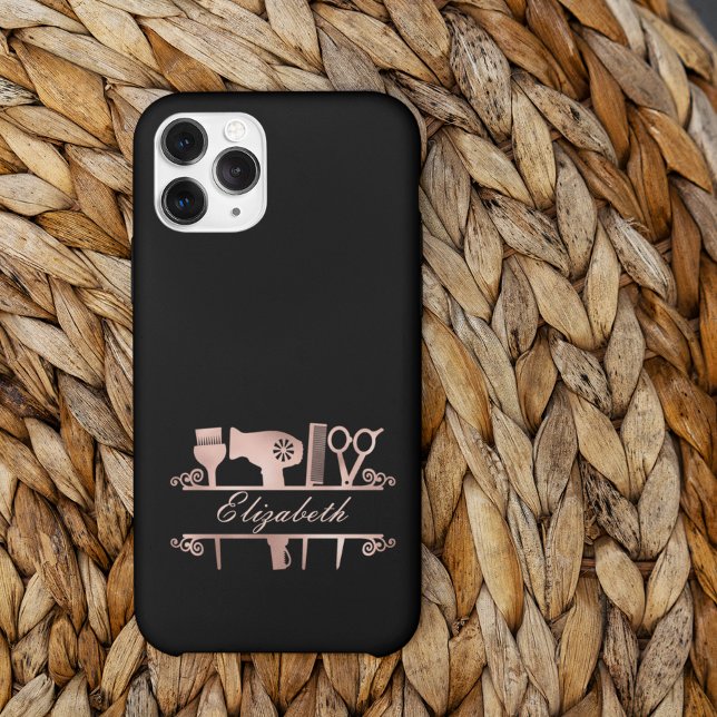 Hair stylist Hair Salon Monogram Rose Gold  Case-Mate iPhone Case (Creator Uploaded)