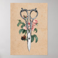 Hair Stylist Hair Salon Vintage Scissor Floral
