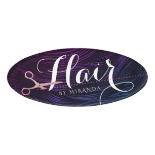 Hair Stylist Hairdresser Beauty Rose Gold Scissors Name Tag