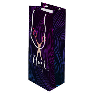 Hair Stylist Hairdresser Beauty Rose Gold Scissors Wine Gift Bag