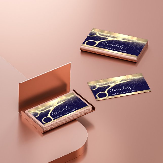 Hair Stylist Hairdresser Coiffeur Golden Scissors Business Card (Hair Stylist Hairdresser Coiffeur Golden Scissors Business Card)