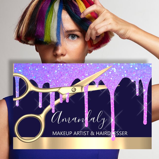 Hair Stylist Hairdresser Drips Scissors Coiffeur Business Card (Hair Stylist Hairdresser Drips Scissors Coiffeur Business Card)