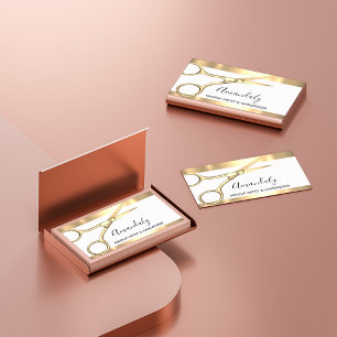 Hair Stylist Hairdresser Golden Scissors Business Card