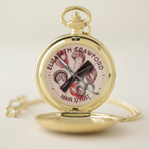 Hair Stylist Hairdresser Or Beauty Salon With Name Pocket Watch