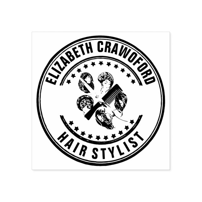 Hair Stylist Hairdresser Or Beauty Salon With Name Rubber Stamp (Imprint)
