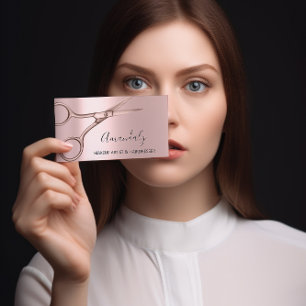 Hair Stylist Hairdresser Rose Modern  Scissors Business Card