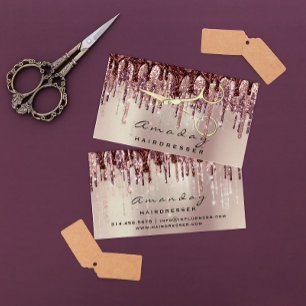 Hair Stylist Hairdresser Scissors Rose Drips Business Card